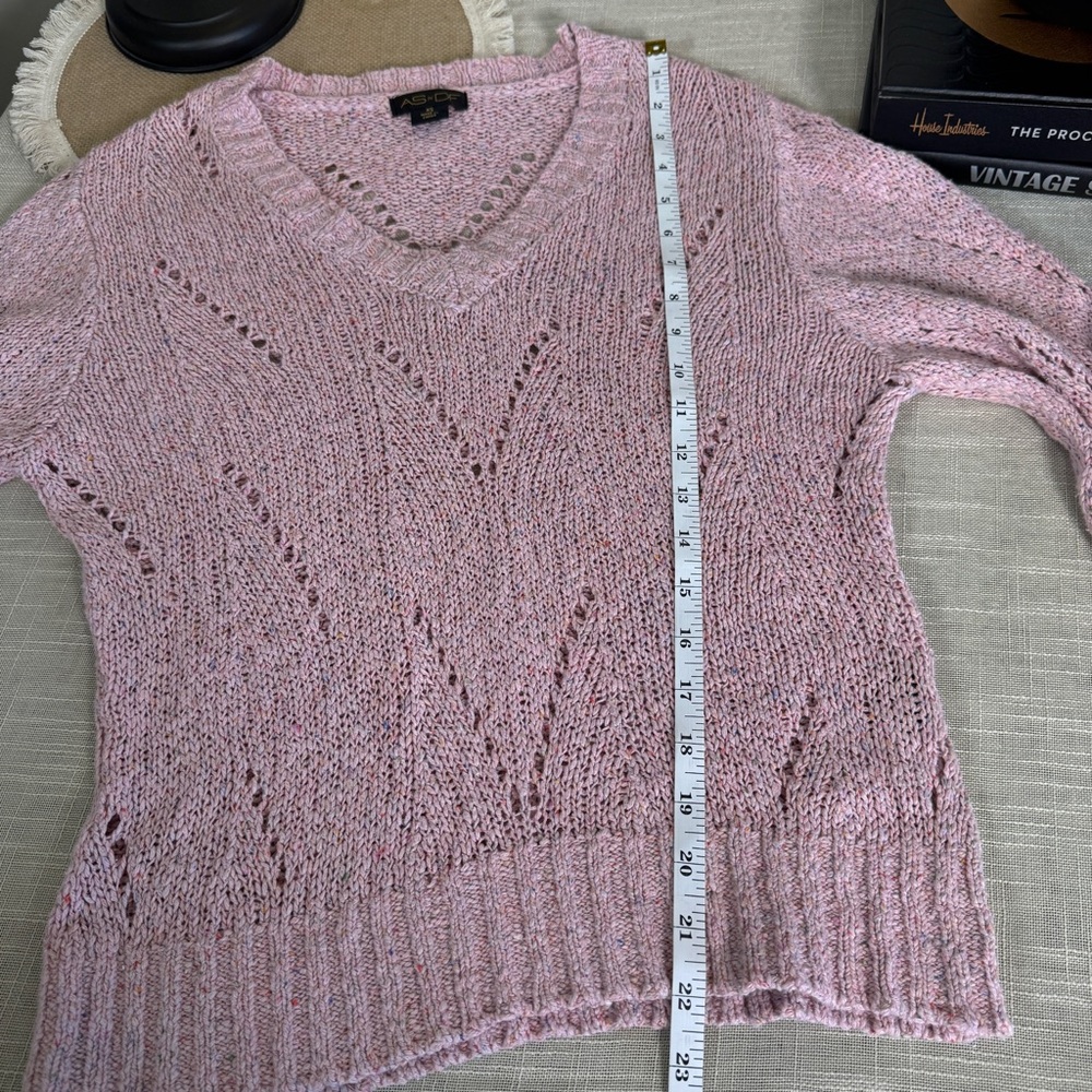 As by Df Womens Pink Long Sleeve Pullover Knit Sweater Top Size XS - Picture 7 of 10